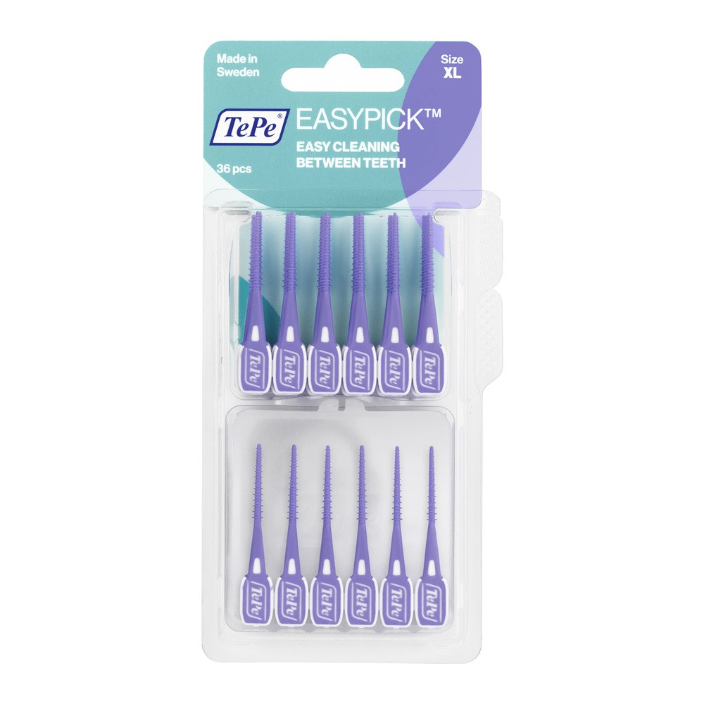 TePe TePe Easy Pick XL (fioletowe) - elastyczne wykałaczki do przestrzeni międzyzębowych z etui - 36 sztuk