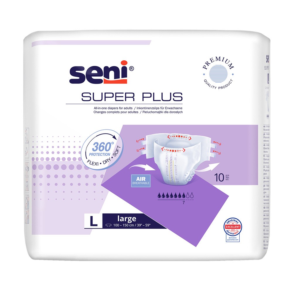 Seni Super Plus, pieluchomajtki, Large, 100-150 cm, 10 sztuk