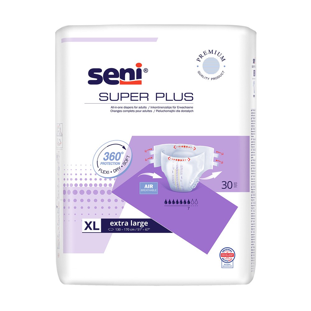Seni Super, pieluchomajtki, Extra Large, 130-170 cm, 30 sztuk