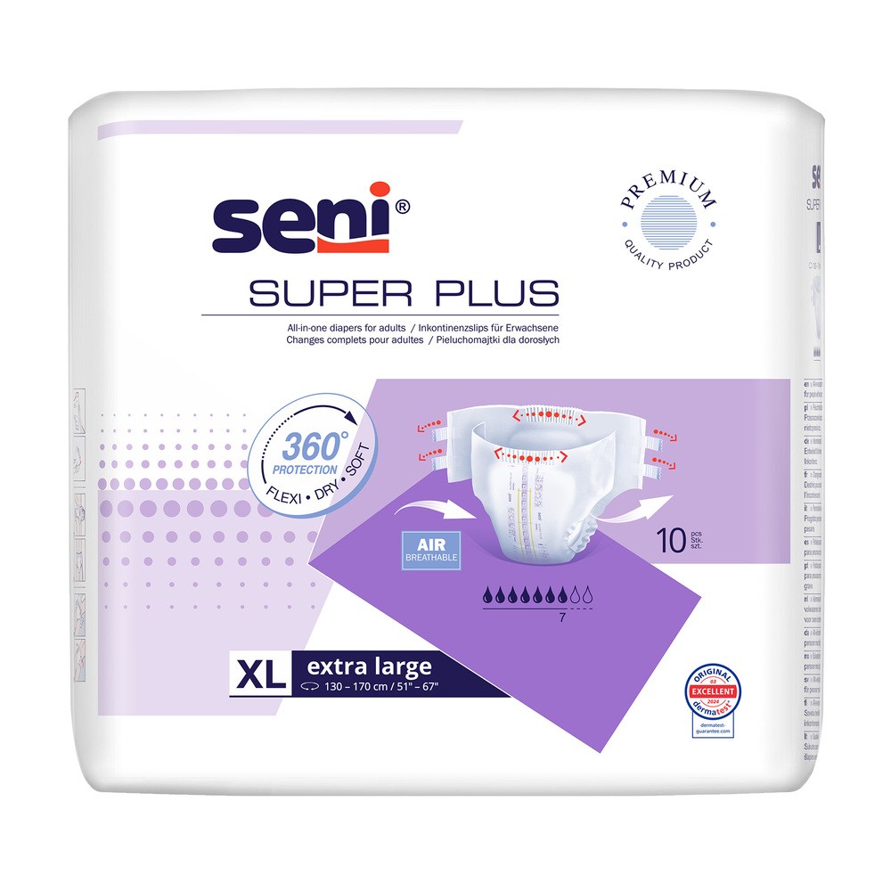 Seni Super Plus, pieluchomajtki, Extra Large, 130-170 cm, 10 sztuk