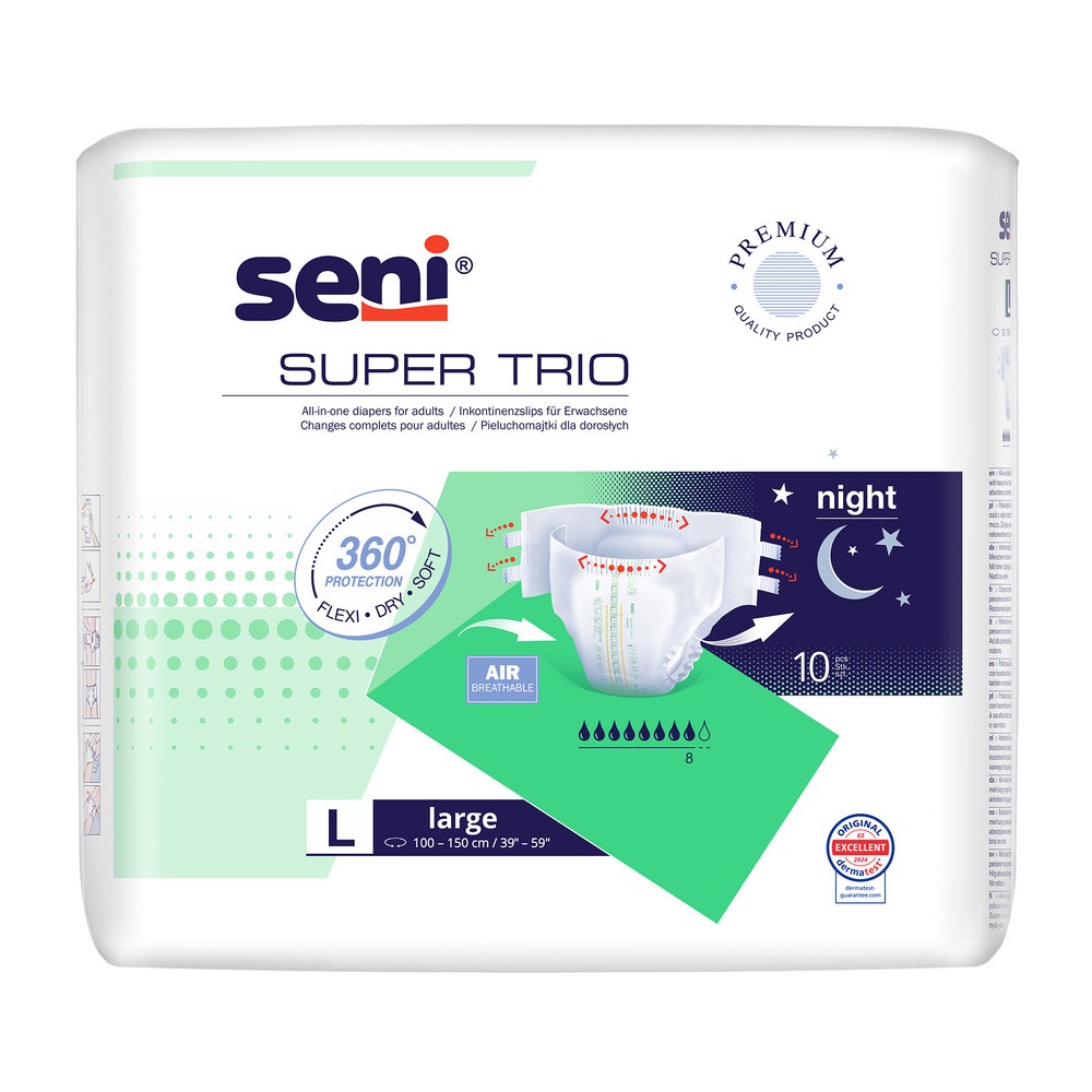 Seni Super Trio L Pieluchomajtki, 10 szt.