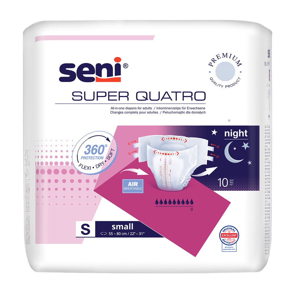 Seni Super Quatro, pieluchomajtki, Small, 55-80 cm, 10 sztuk