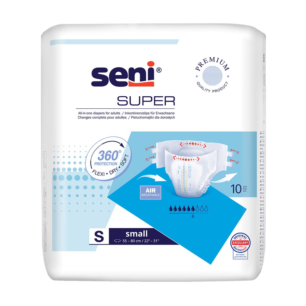 Seni Super, pieluchomajtki, Small, 55-80 cm, 10 sztuk