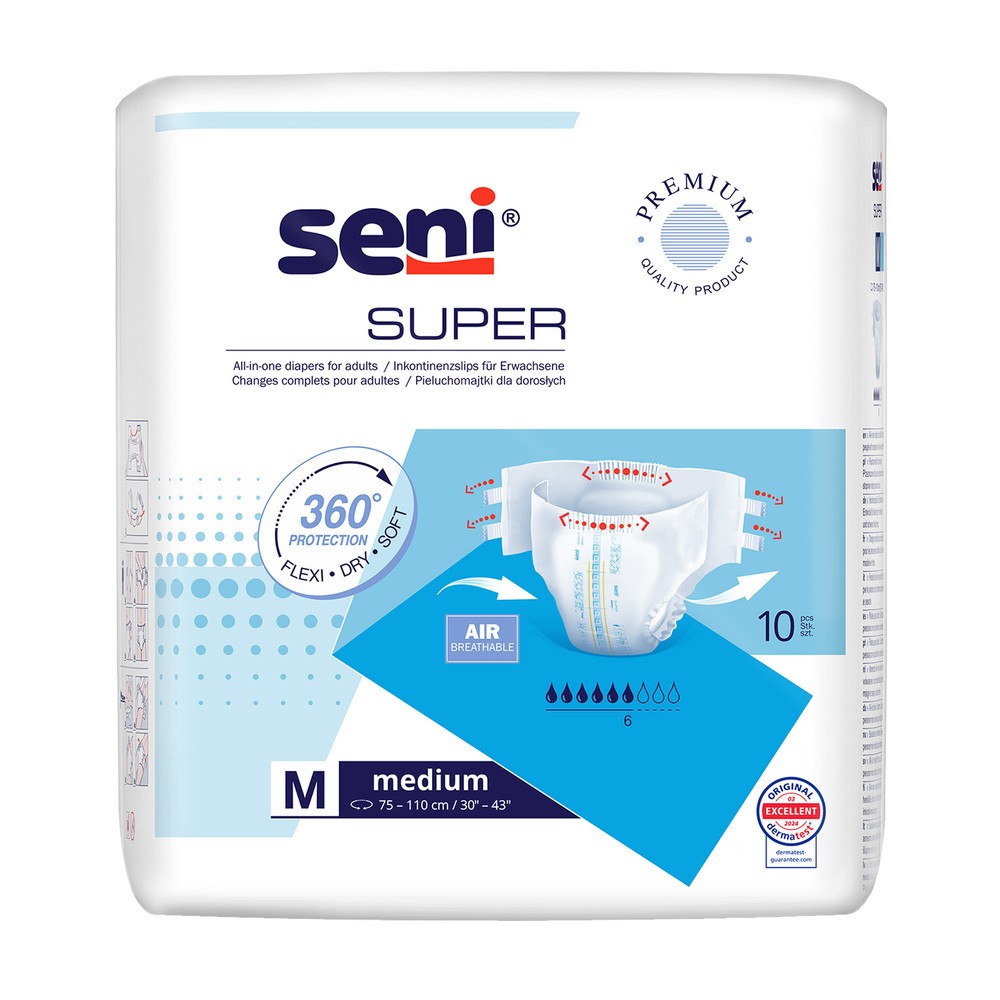 Seni Super, pieluchomajtki, Medium, 75-110 cm, 10 sztuk
