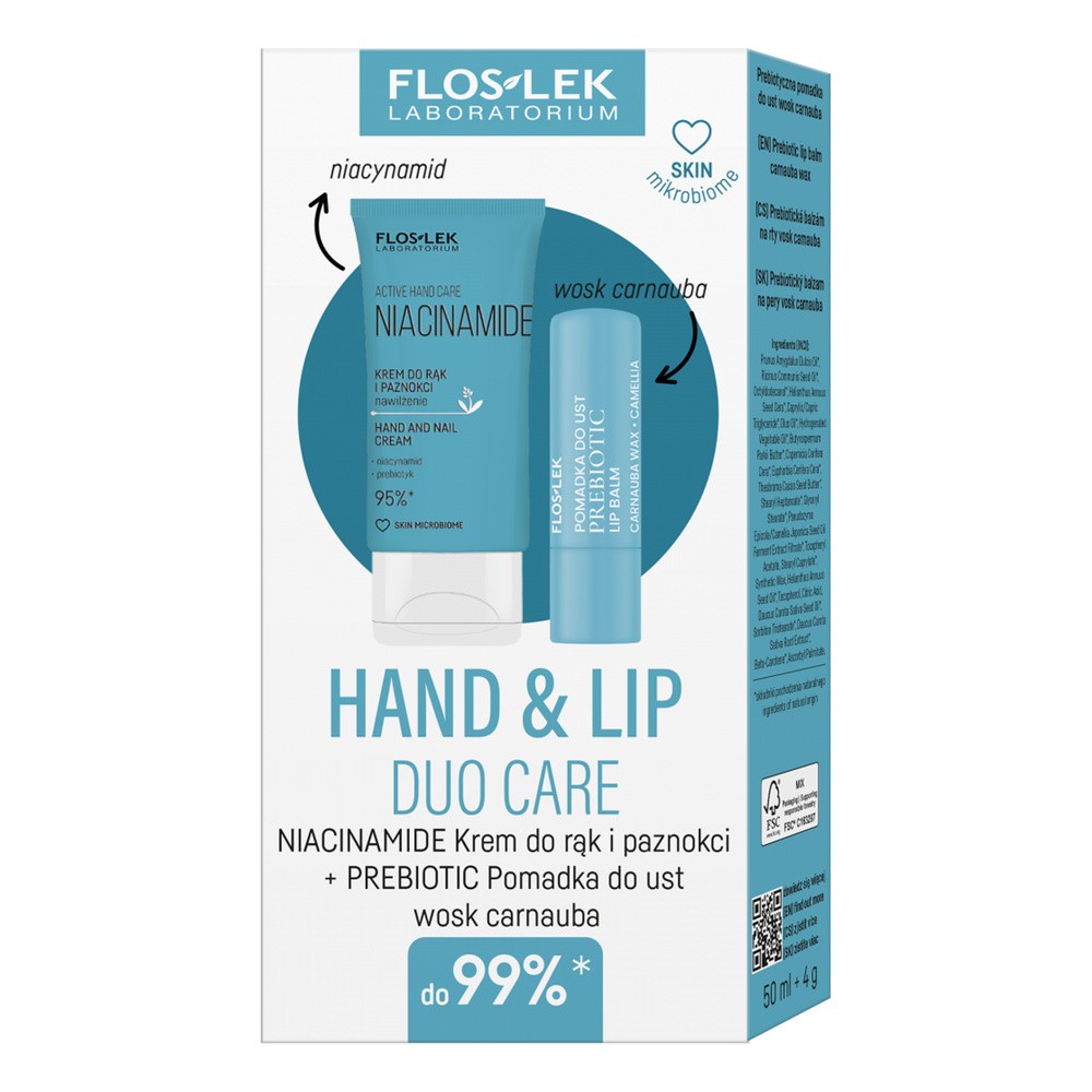Flos-Lek Zestaw Hand & Lip Duo Care Niacinamide, Krem Do Rąk, 50 ml