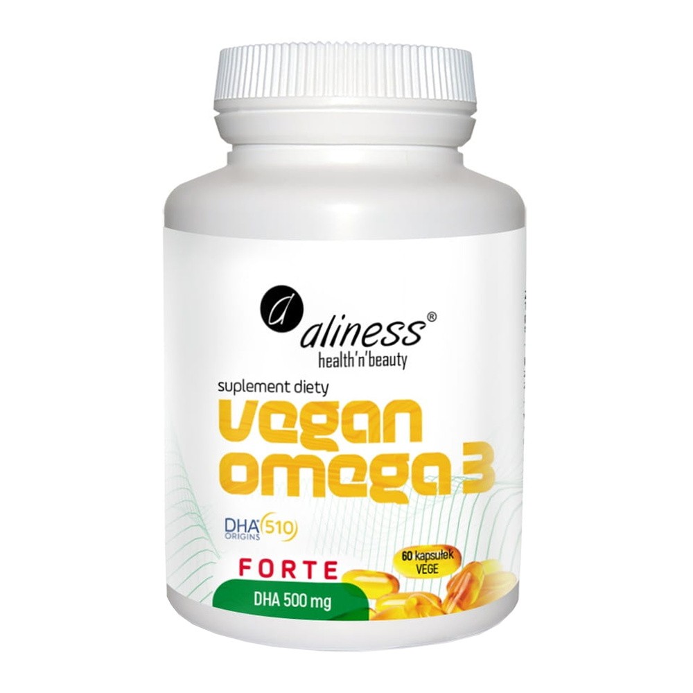 Aliness Vegan Omega 3 FORTE DHA 500mg (Olej z mikroalg) 60 Kapsułek wegańskich