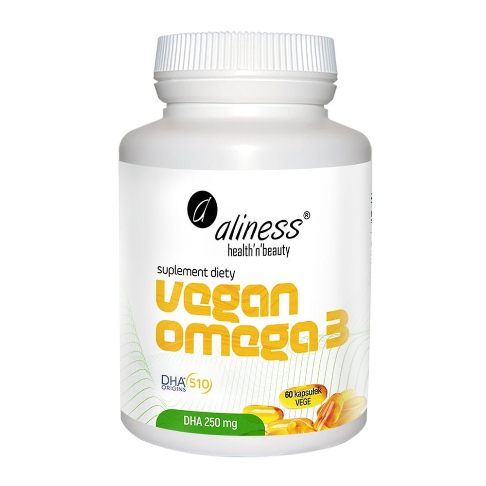 Aliness Vegan Omega 3 DHA 250mg (Olej z mikroalg) 60 Kapsułek wegańskich