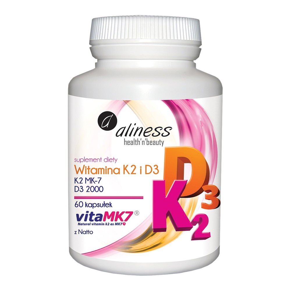 Medicaline Aliness Witamina K2 MK-7 Natto 100mcg i D3 2000IU 60kaps - suplement diety
