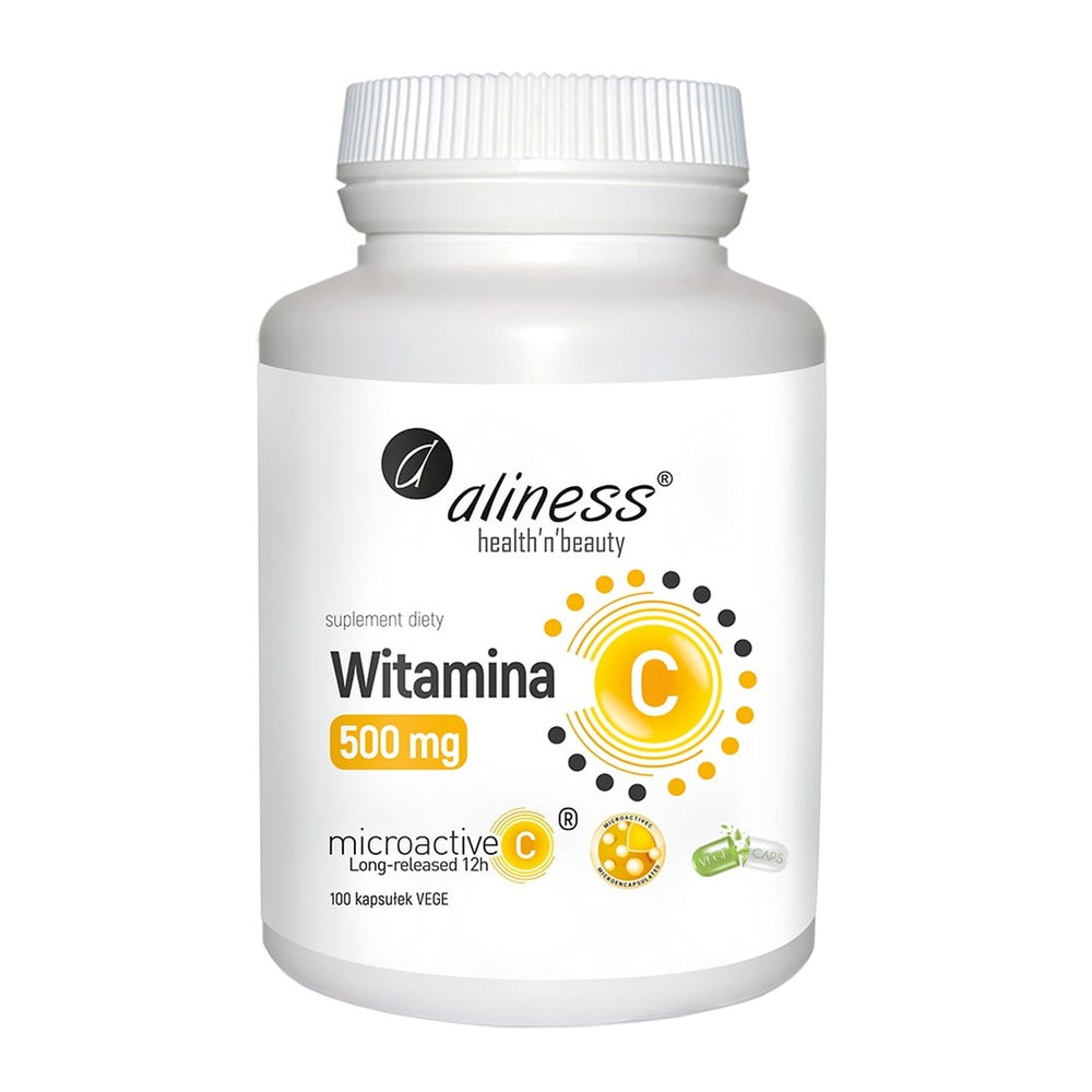 Aliness Witamina C 500mg (Długo Uwalniająca Się 12h) 100 Kapsułek wegetariańskich