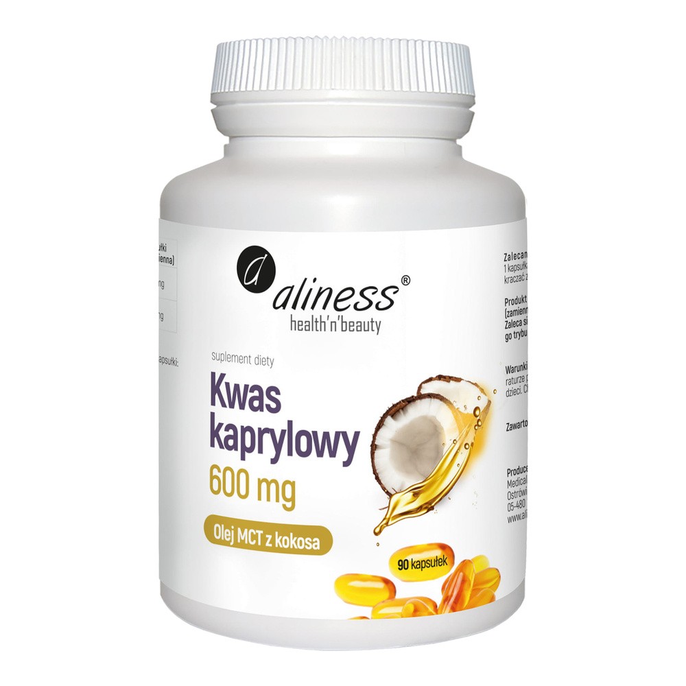 Aliness, Kwas kaprylowy (60% C8), Suplement diety, 600 mg x 90 kaps.