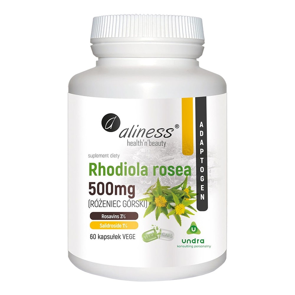 Aliness Ekstrakt z różeńca górskiego Rhadiola rosea 500 mg 100 kapsułek 5903242581274