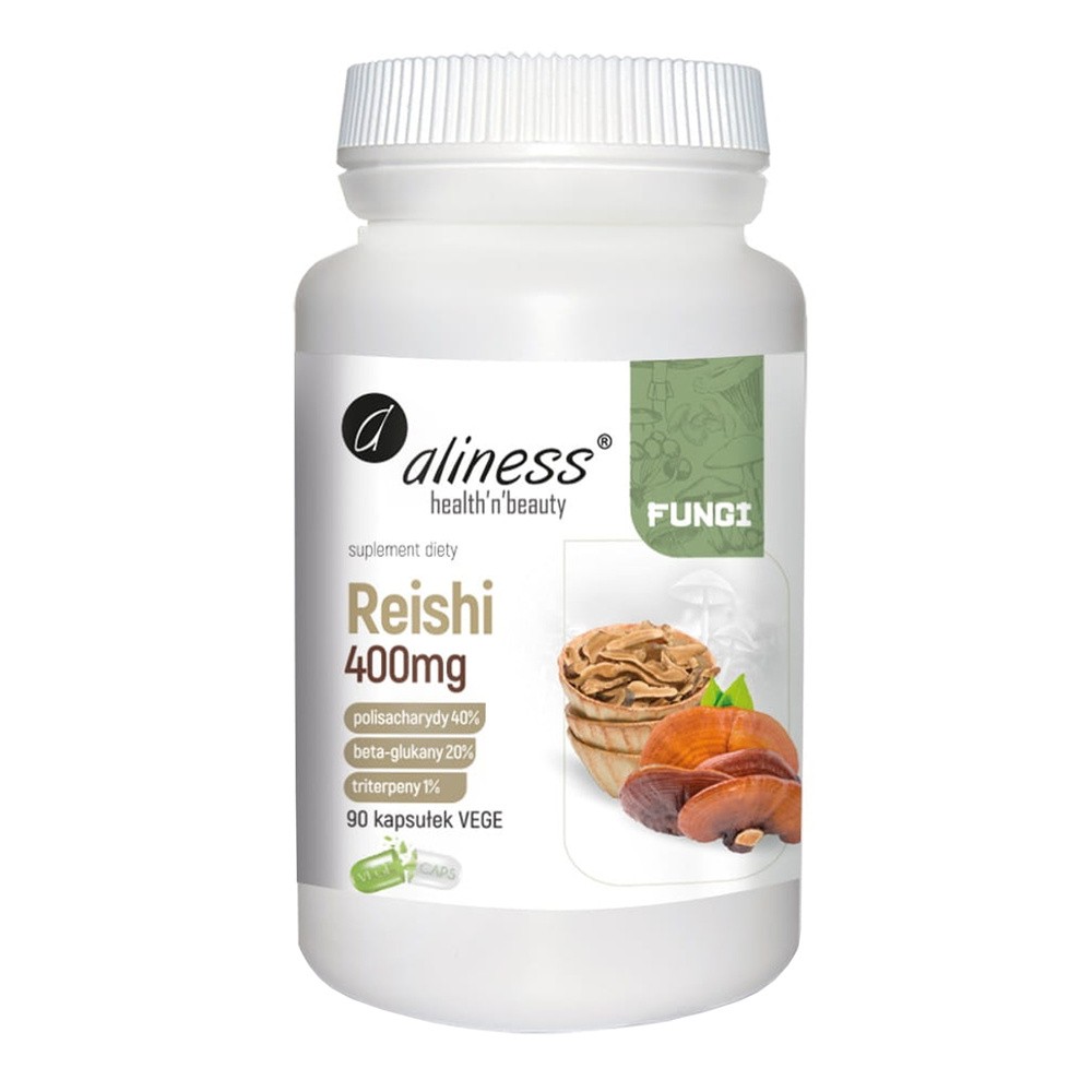 Aliness Reishi FUNGI Ekstrakt 400 mg Zdrowe Grzyby (90 kaps) VEGE ALI-178