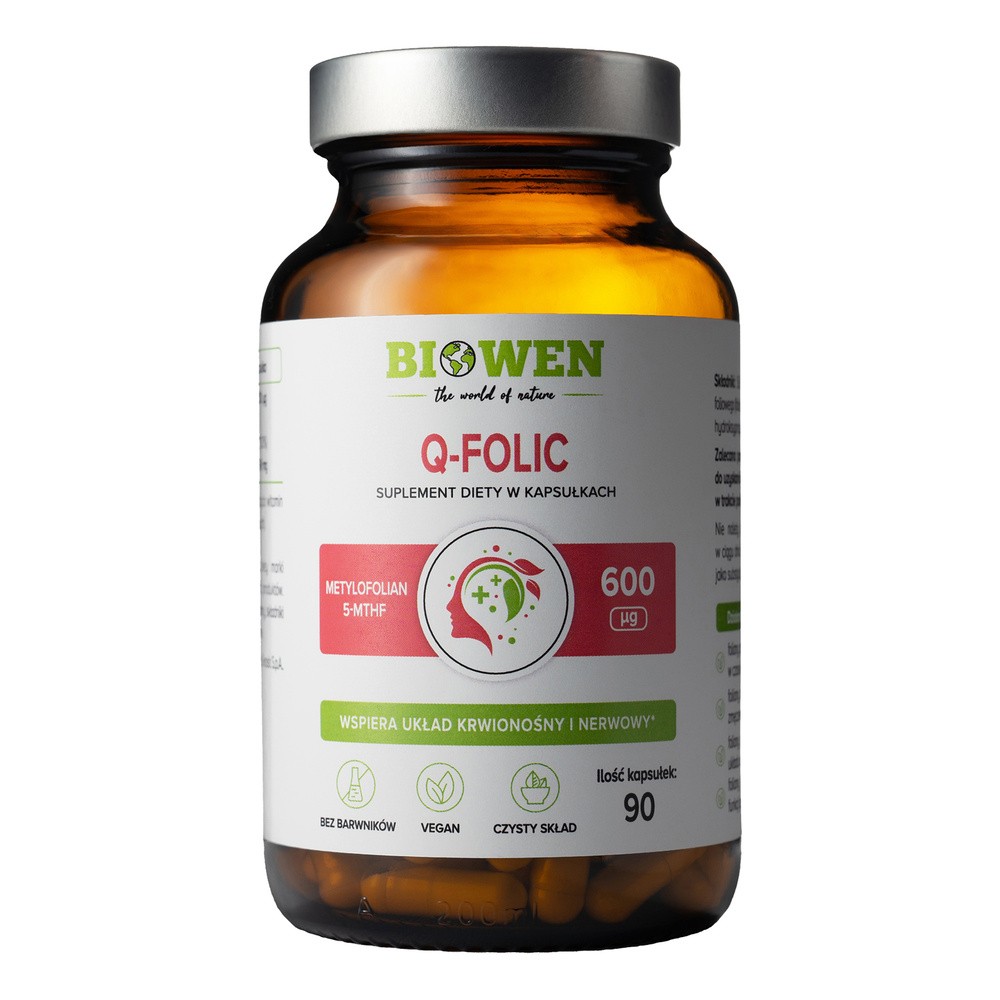 Q-folic metylowany kwas foliowy 5-MTHF Biowen 90 kapsułek