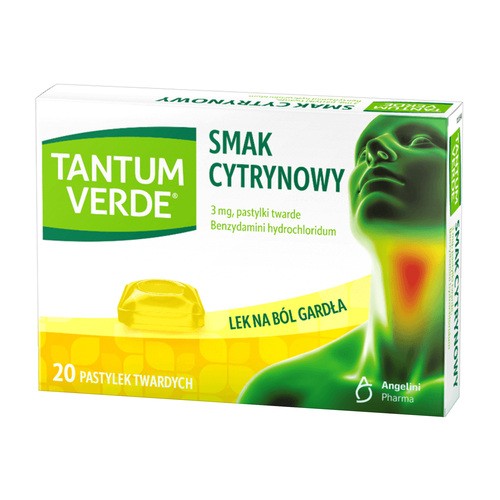Tantum Verde, 3 mg, pastylki do ssania, smak cytrynowy, 20 sztuk