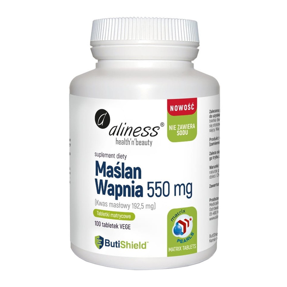 Aliness Maślan Wapnia 550mg 100vtab. Wsparcie Jelit