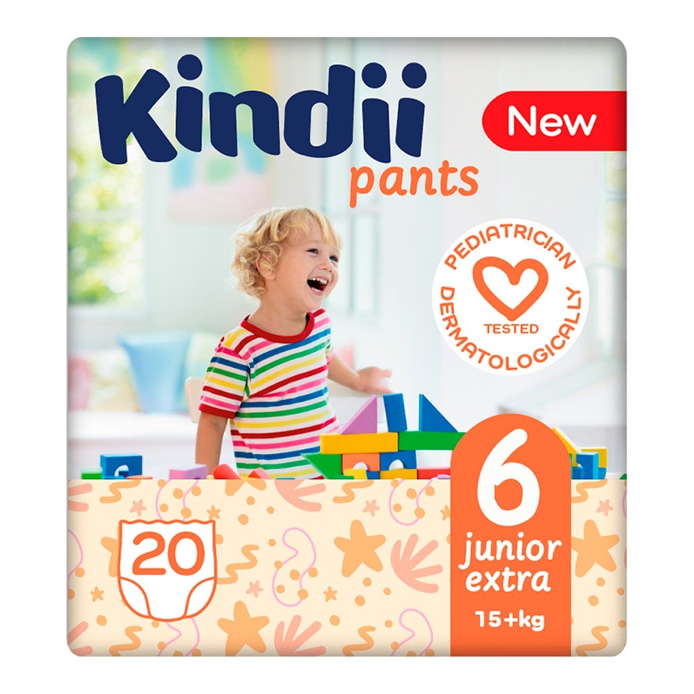 Kindii Pieluchomajtki chłonne junior extra rozmiar 6 (15+ kg) 20 sztuk