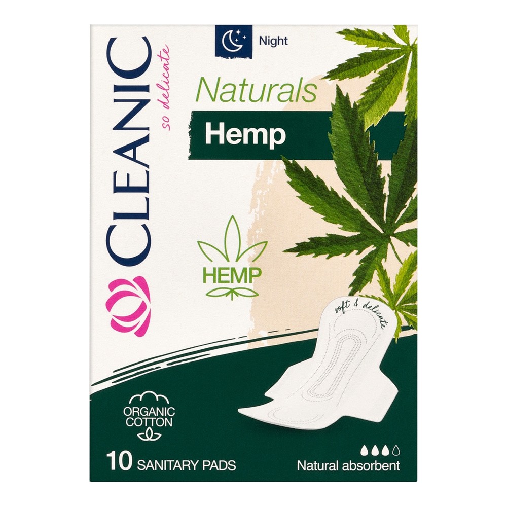 CLEANIC NATURALS Hemp Night Podpaski, 10szt. - >>> DARMOWA od 49zł 