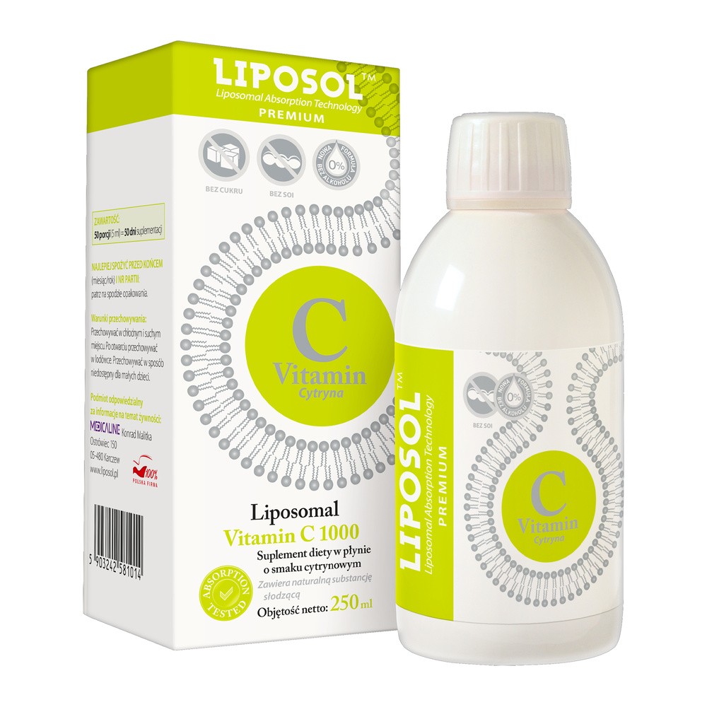 MEDICALINE Liposol Liposomalna Witamina C 1000 250 ml smak cytrynowy