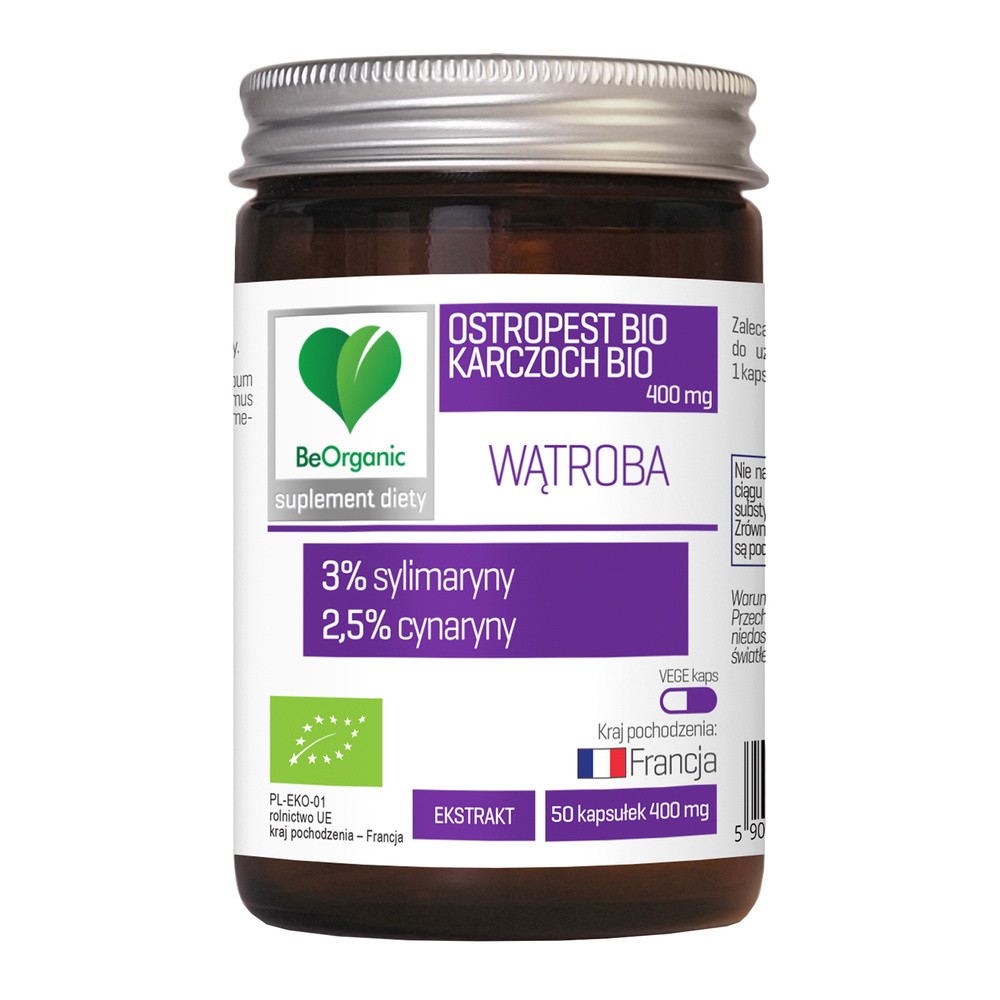 Medicaline BeOrganic Ostropest Bio + Karczoch Bio 400 mg Wątroba x 50 kaps