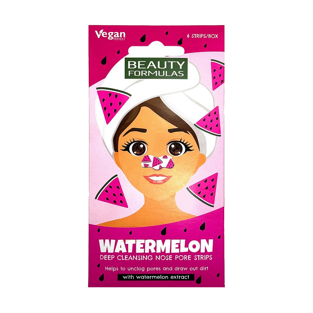 BEAUTY FORMULAS Głęboko oczyszczające paski na nos Arbuz, 6szt.