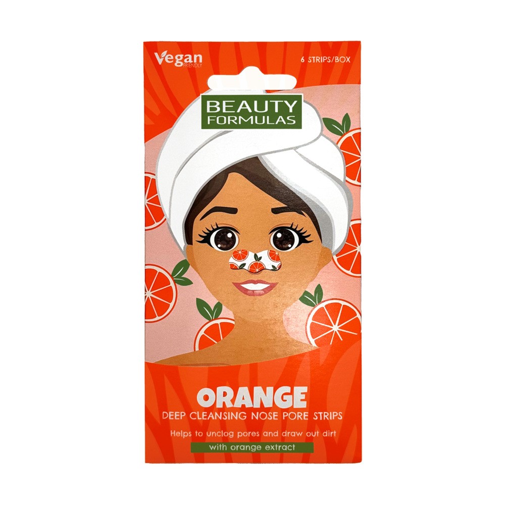 BEAUTY FORMULAS Głęboko oczyszczające paski na nos Pomarańcza, 6szt.