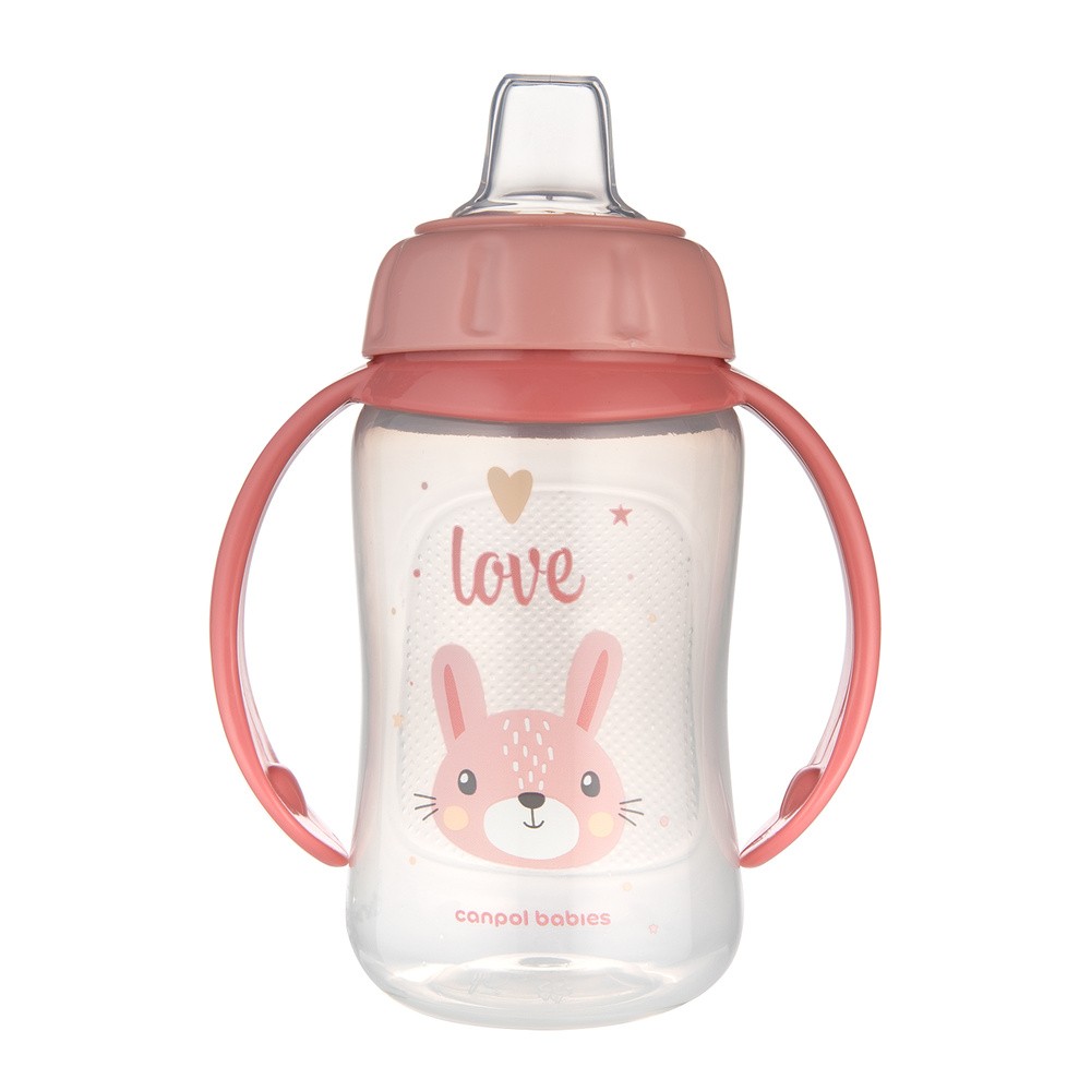 Canpol Babies Kubek treningowy z miękkim ustnikiem Cute animals 320 ml różowy