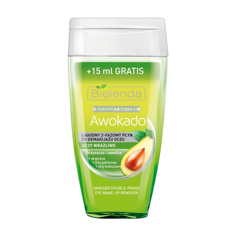 Bielenda Bouquet Nature łagodny 2-fazowy płyn do demakijażu oczu Awokado 140ml 46222-uniw