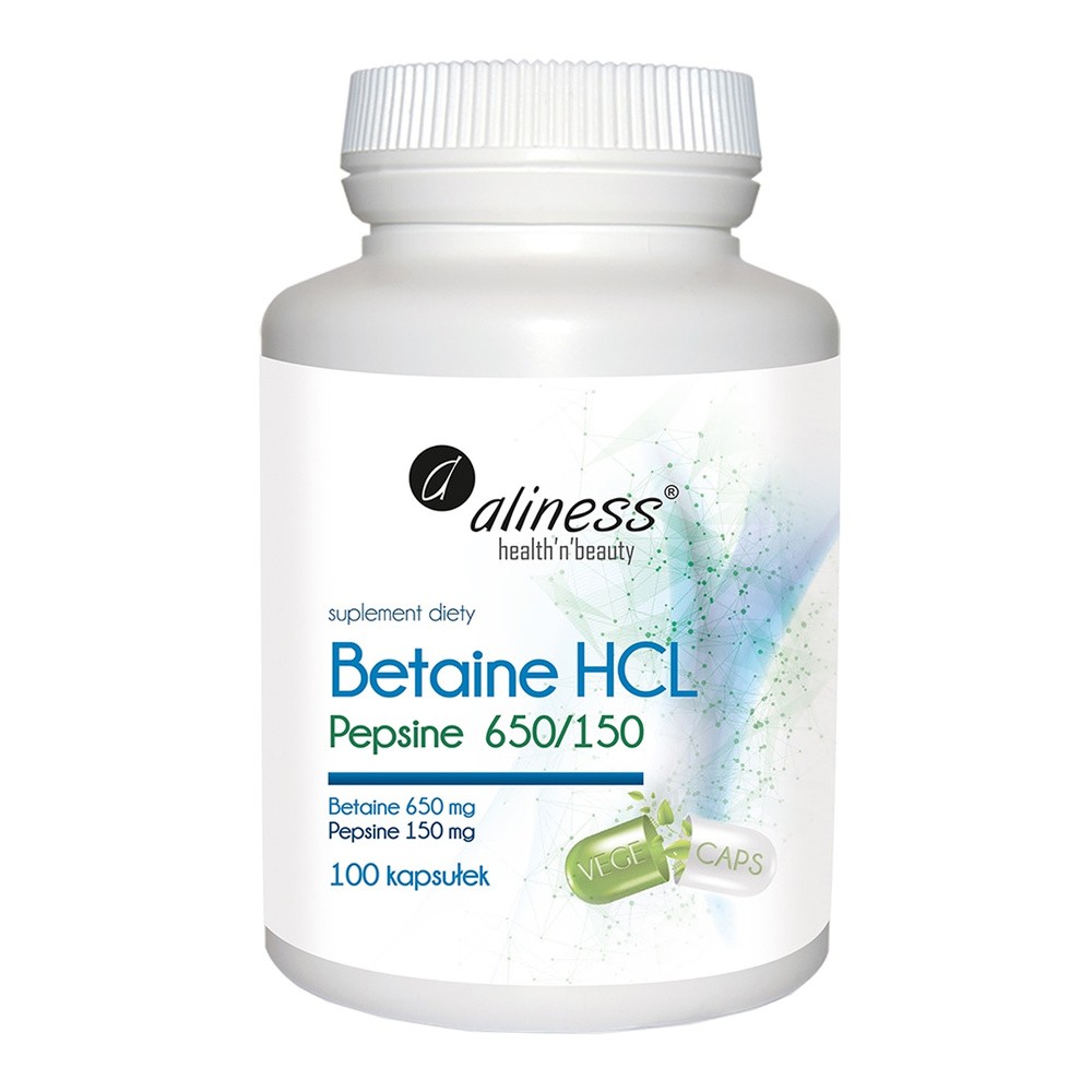 MEDICALINE Aliness Betaine HCL Pepsyna 650/150 mg x 100 kapsułek |  OD 149 PLN!