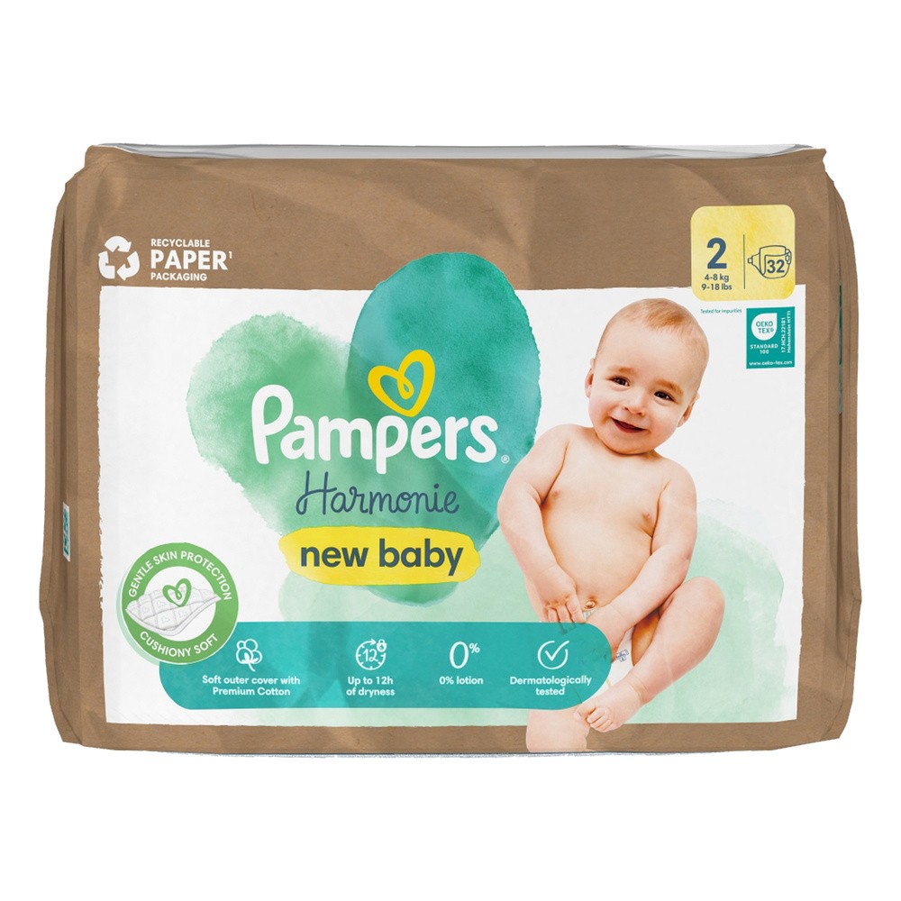 Pampers Harmonie Baby Pieluszki, rozmiar 2, 32 sztuk, 4kg-8kg