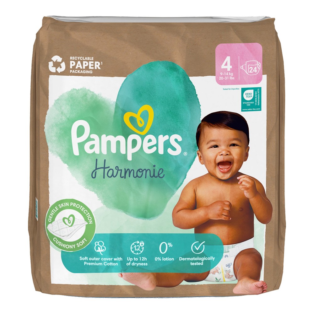 Pampers Harmonie Baby Pieluszki, rozmiar 4, 24 sztuk, 9kg-14kg