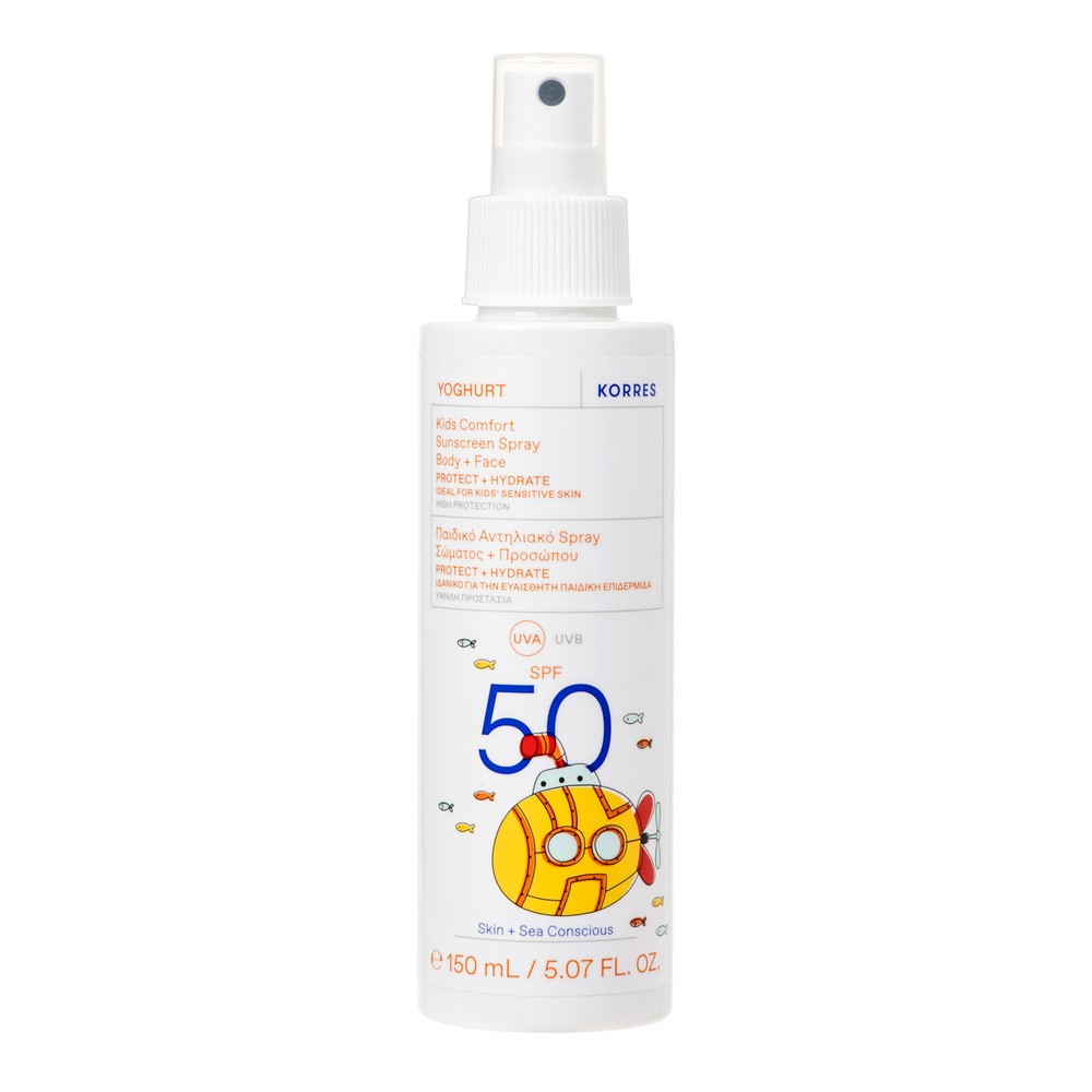 KORRES YOGHURT Kids Emulsja ochronna do ciała i twarzy w sprayu SPF50, 150ml