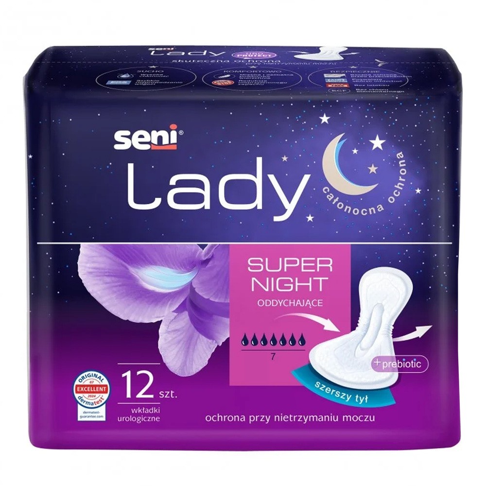 Seni Lady, wkładki urologiczne, Super Night, 12 sztuk