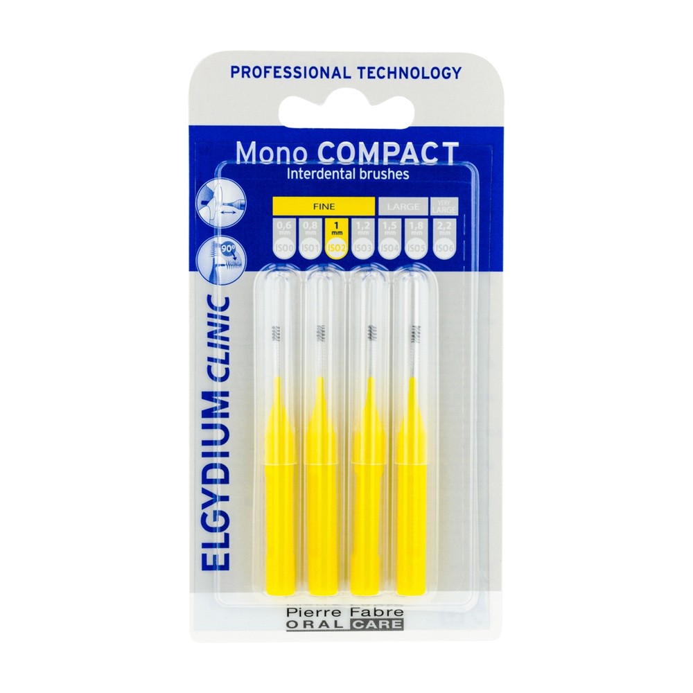 Elgydium Eludril Elgydium szczoteczki międzyzębowe Clinic Mono Compact ISO 2 - żółta 1,0mm - 4szt.