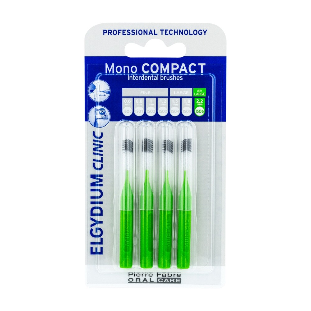 Elgydium Eludril Elgydium szczoteczki międzyzębowe Clinic Mono Compact ISO 6 - zielone 2,2mm - 4szt.