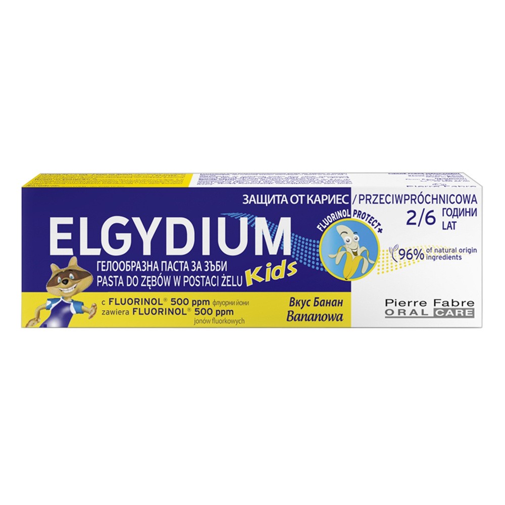 ELGYDIUM Kids - pasta przeciwpróchnicowa do zębów, bananowa, 2-6 lat, 50 ml