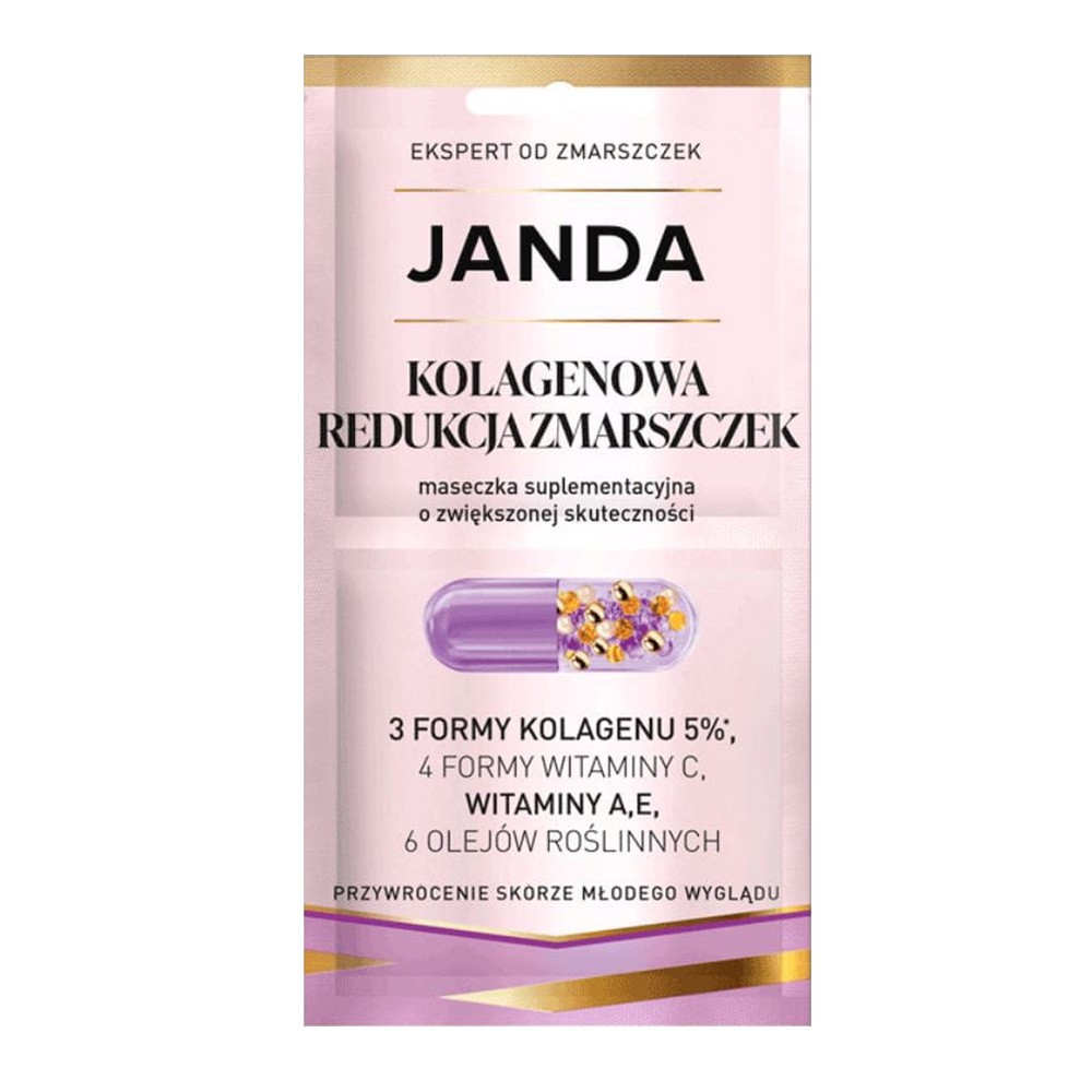Janda Pharma Kolagenowa Redukcja Zmarszczek, maseczka suplementacyjna o zwiększonej skuteczności, 2 x 4 ml