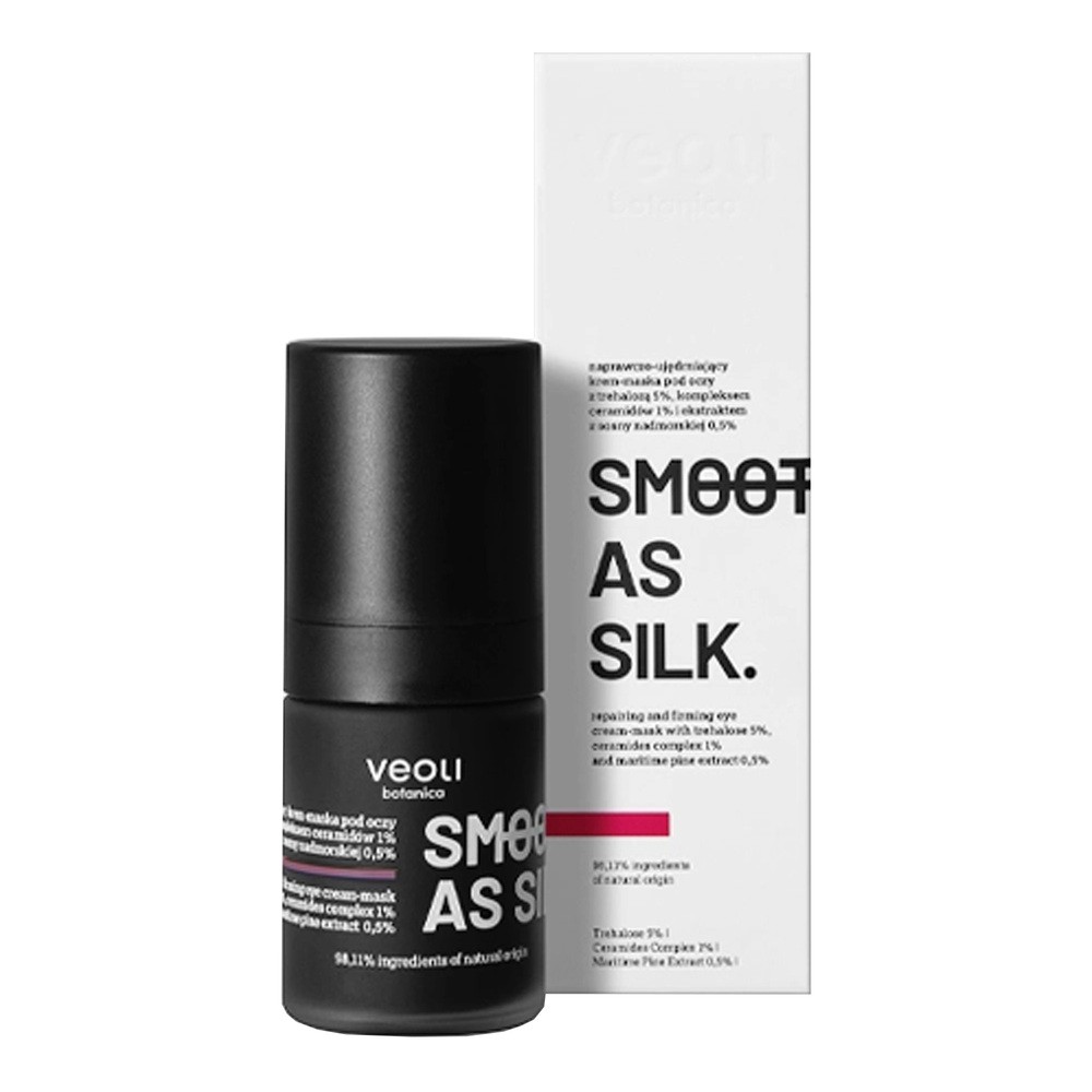Veoli Botanica Smooth As Silk naprawczo-ujędrniający krem-maska pod oczy z trehalozą 5% kompleksem ceramidów 1% i ekstraktem z sosny nadmorskiej 0.5% 15ml