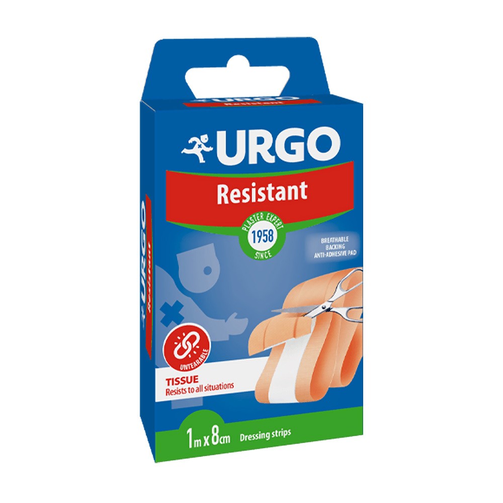 Urgo Resistant, plaster antybakteryjny do cięcia, włókninowy, 8 cm x 1 m, 1 sztuka