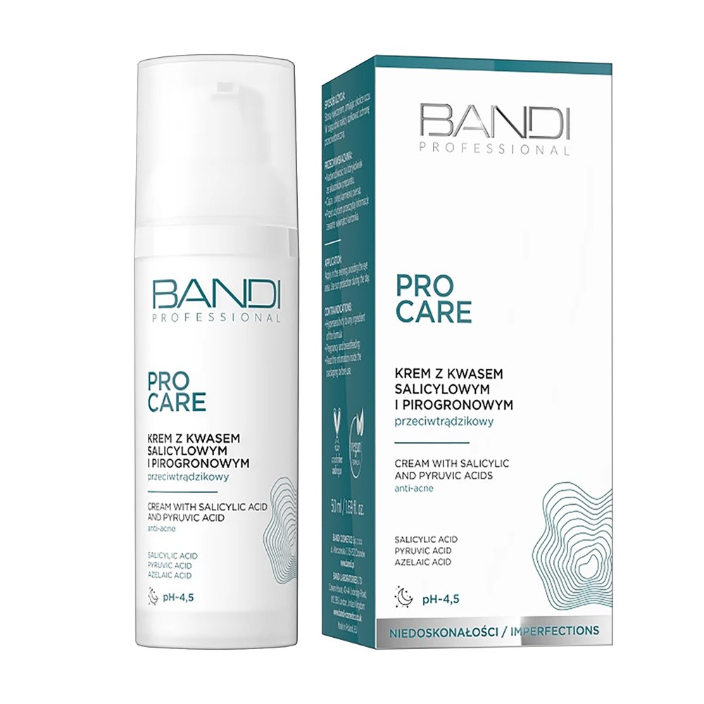 Bandi Pro Care, krem przeciwtrądzikowy do twarzy z kwasem salicylowym i pirogronowym, 50ml