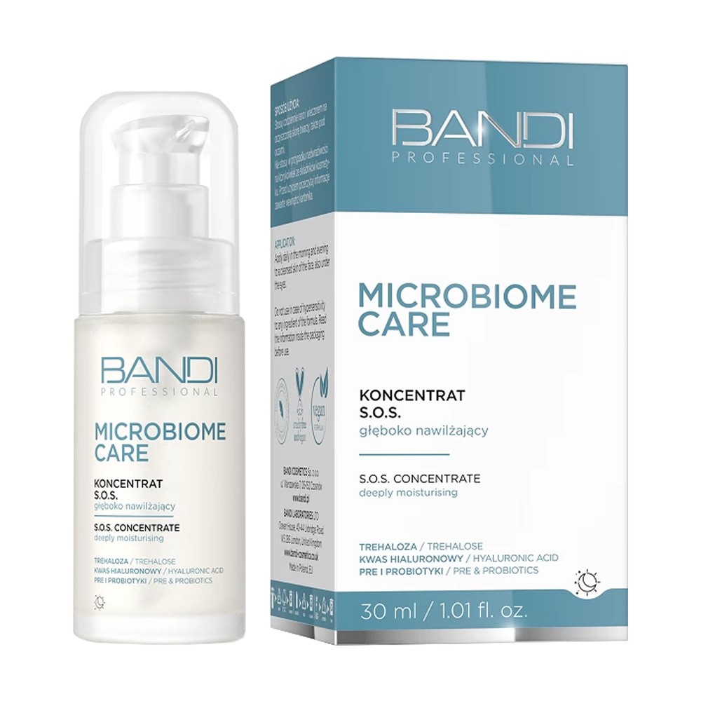 Bandi Microbiome Care, koncentrat S.O.S. głęboko nawilżający pod SPF, makijaż lub krem, 50ml