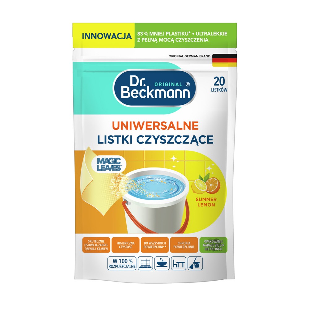 Listki czyszczące DR BECKMANN Magic Leaves Uniwersalne Summer Lemon (20 sztuk)