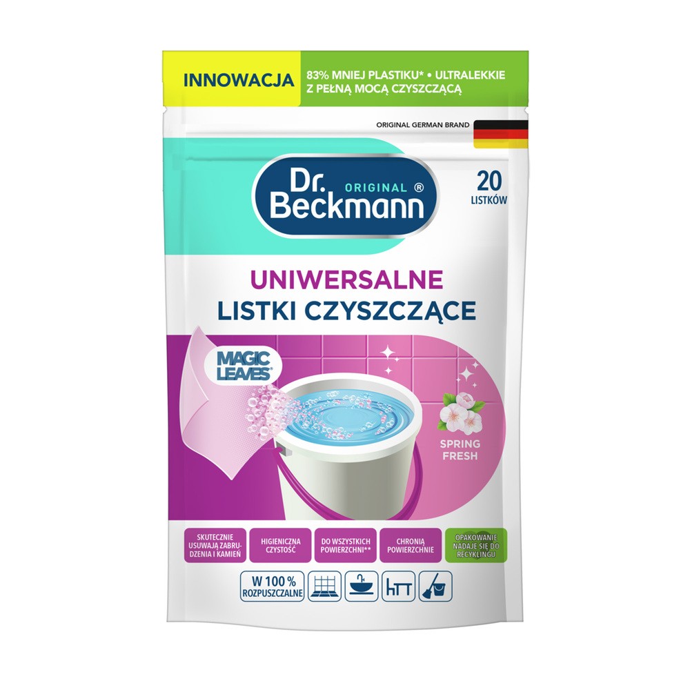 Listki czyszczące DR BECKMANN Magic Leaves Uniwersalne Spring Fresh (20 sztuk)