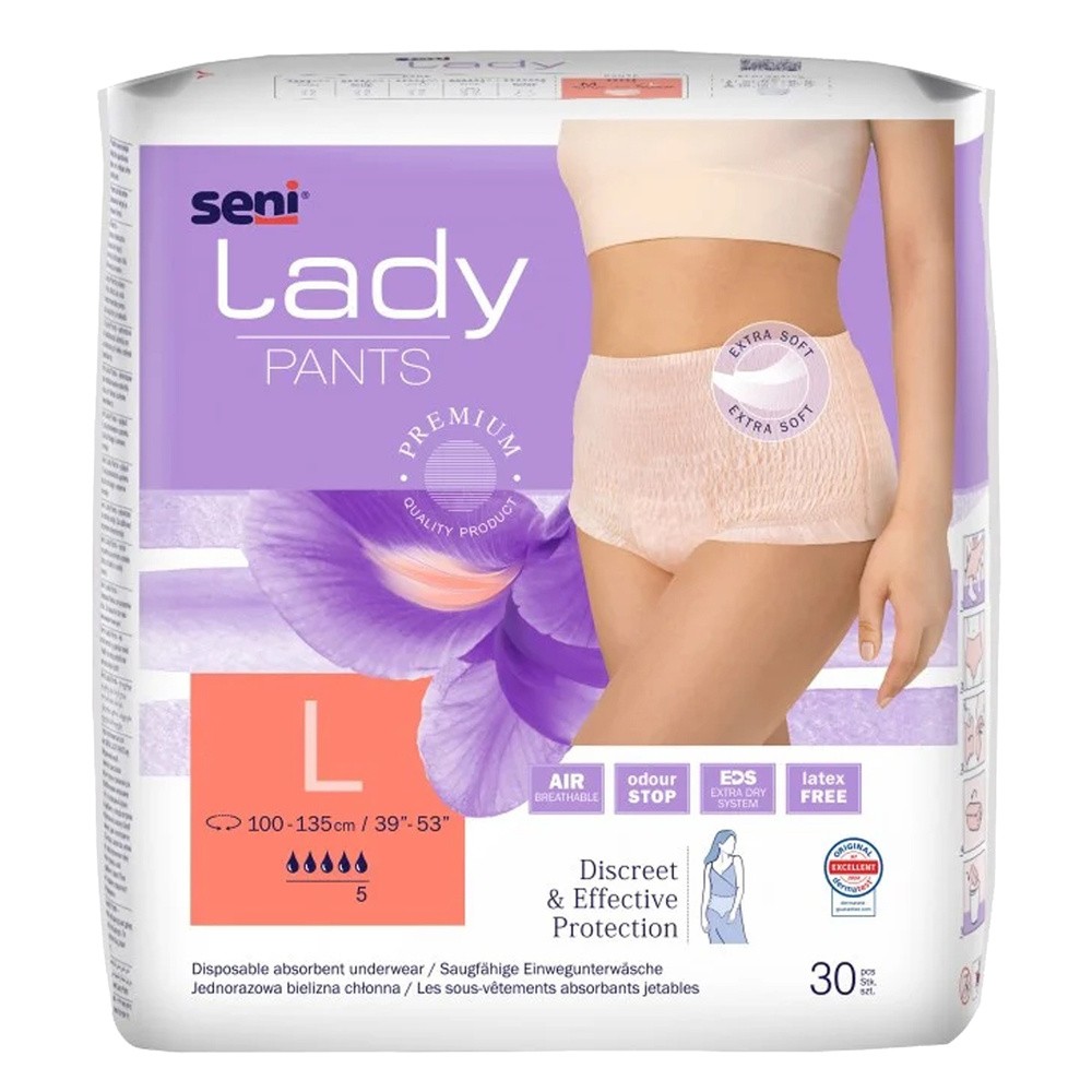 Seni Lady Pants, majtki chłonne dla kobiet, Large, 100-135 cm, 30 sztuk