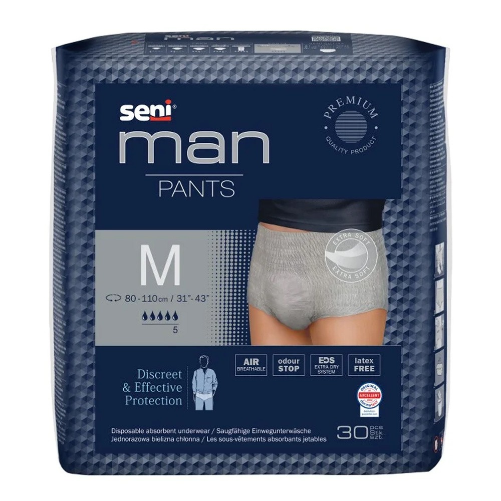 Seni Man Pants, majtki chłonne dla mężczyzn, rozmiar M, 80-110 cm, 30 sztuk