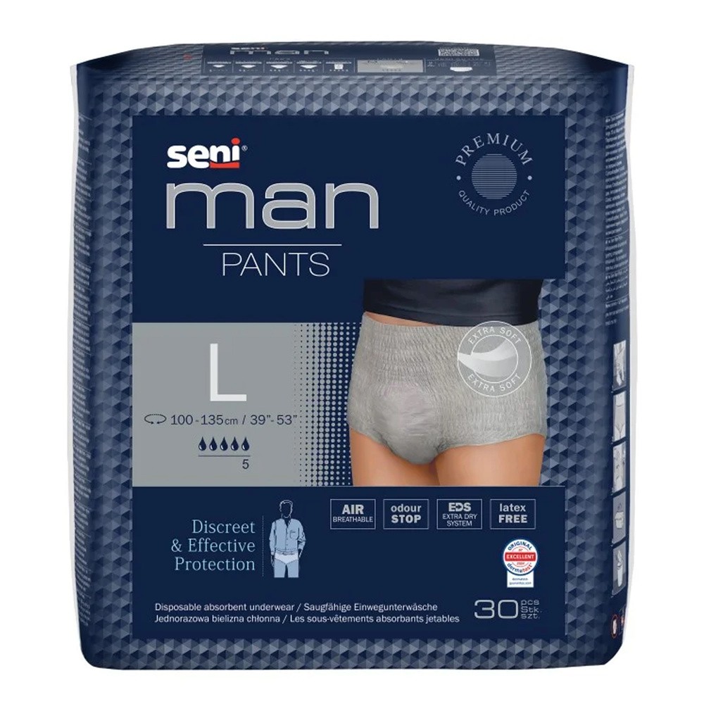 Seni Man Pants, majtki chłonne dla mężczyzn, rozmiar L, 100-135 cm, 30 sztuk