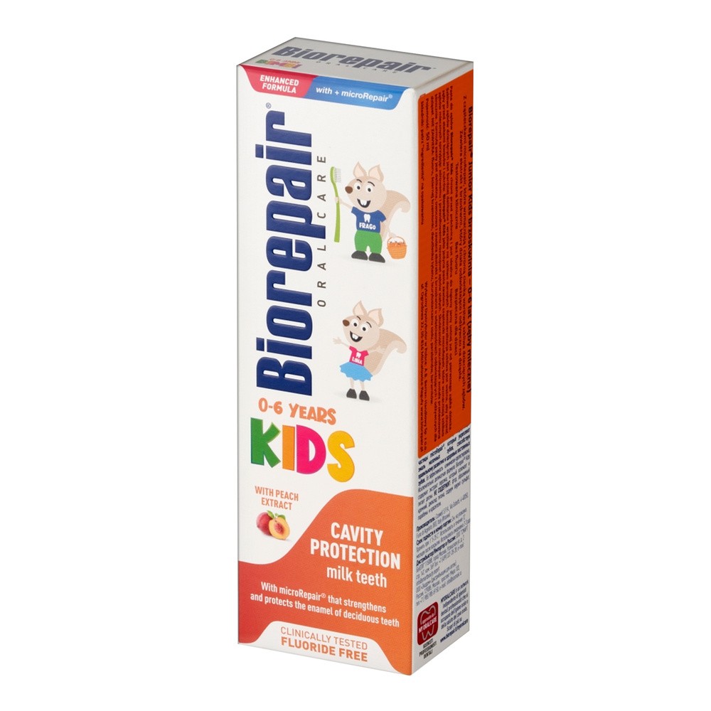 Biorepair BIOREPAIR Kids Brzoskwinia wzmacniająca pasta dla dzieci 0-6 lat bez fluoru 50 ml