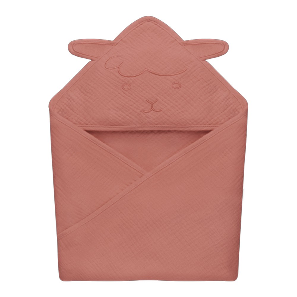 Lionelo Ręcznik Z Kapturkiem Muslinowy Hooded Towel Red Coral