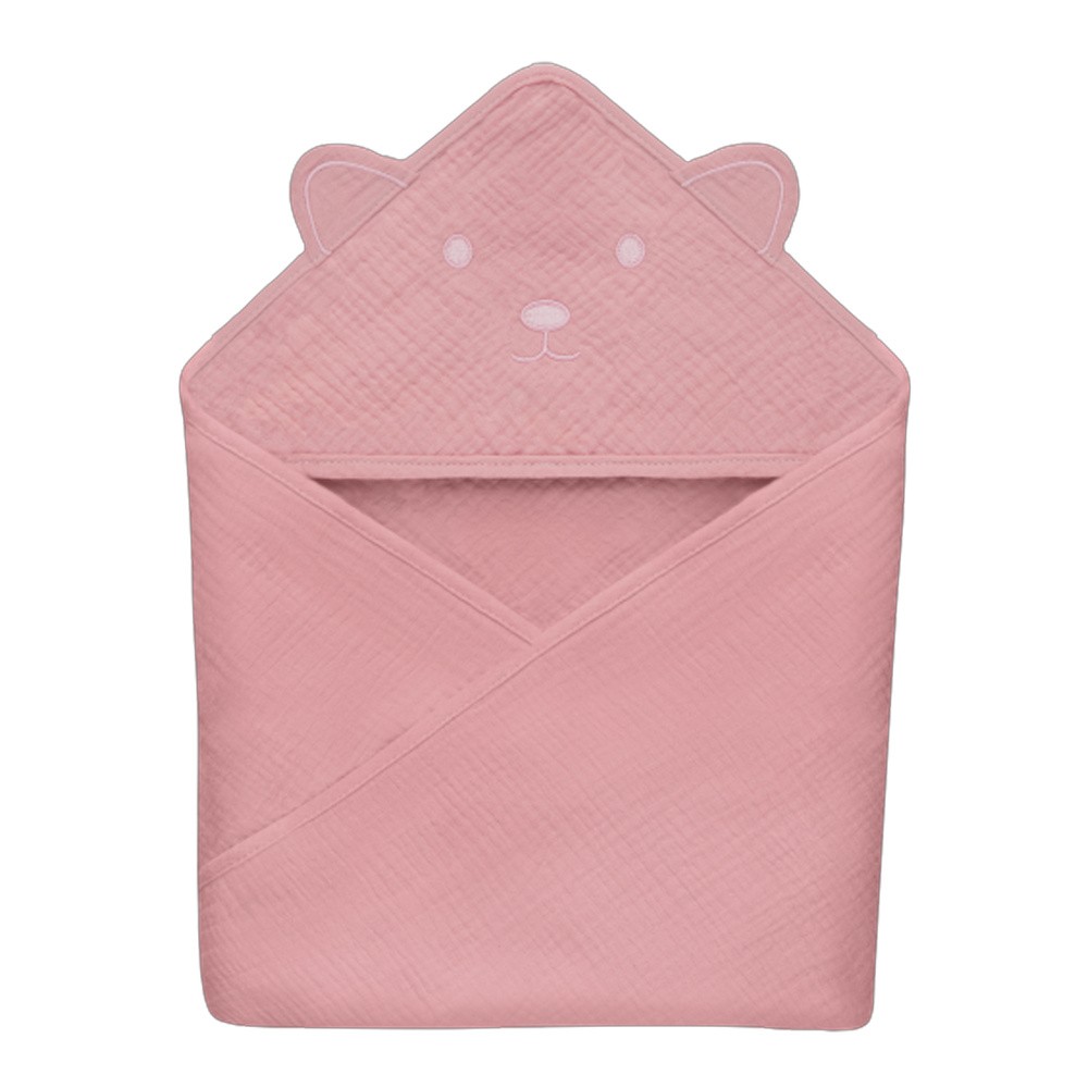 Lionelo Ręcznik Z Kapturkiem Muslinowy Hooded Towel Pink Baby