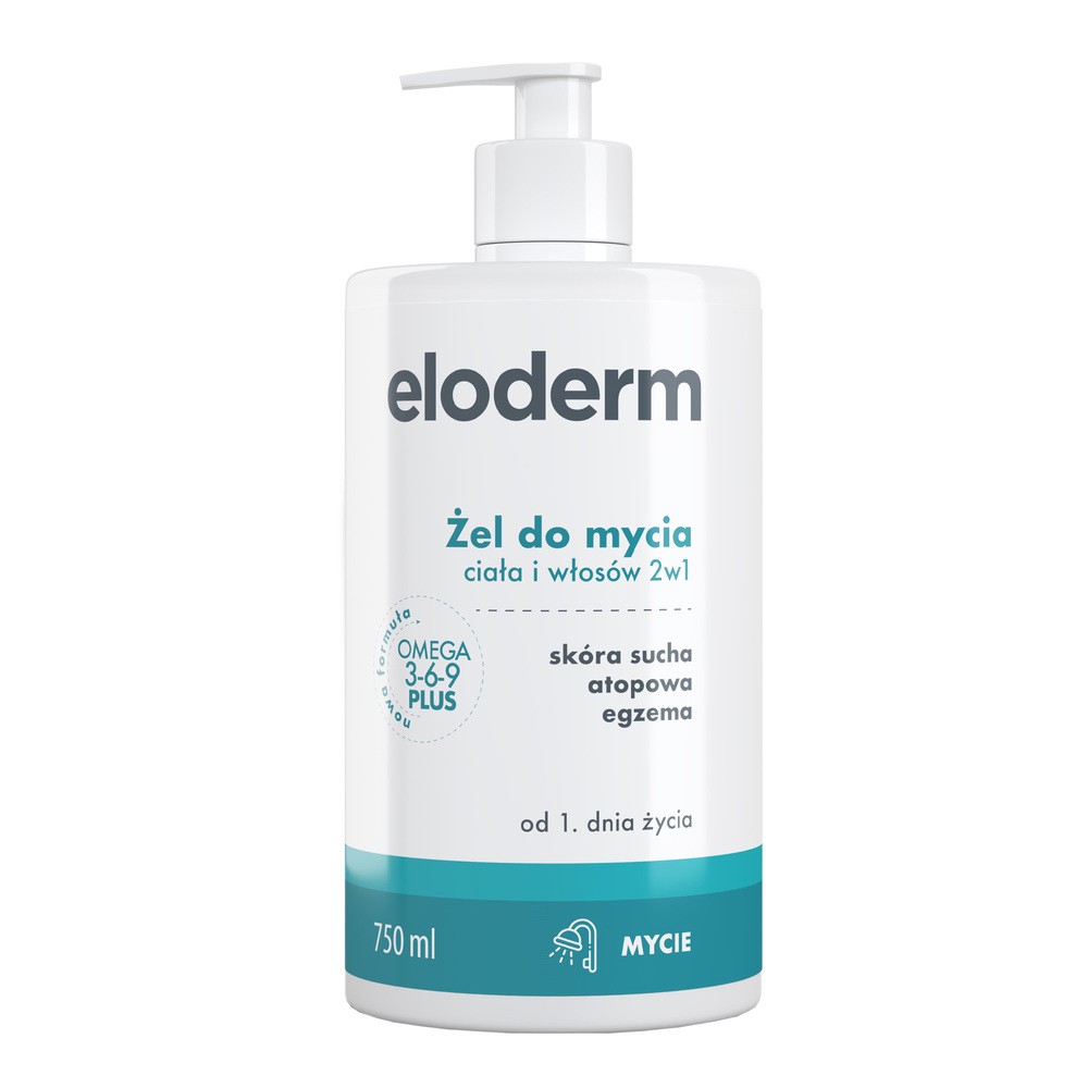 Eloderm, żel do mycia ciała i włosów 2w1, od 1 dnia życia, 750 ml