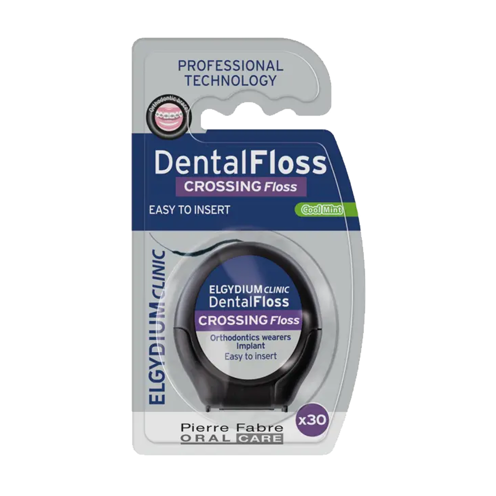 ELGYDIUM Clinic Dentalfloss Crossing Floss Nić do aparatów ortodontycznych i implantów 30 odcinków